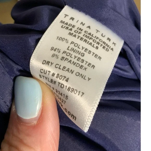 NWOT Trina Turk Deep Purple Midi Dress w/V Neck and Wrap Sleeves Zipper Back - Picture 6 of 11